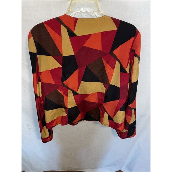 Maggy London Women’s Full Zip Shacket Size 12 Multicolor 100% Silk Going out - Picture 8 of 12